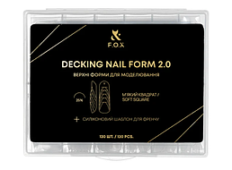 Верхні форми  для моделювання нігтів F.O.X Decking Nail form 2.0 М'який квадрат 120 шт.