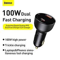 Автомобільний зарядний пристрій Baseus Superme Digital Display PPS Dual Quick Charger Car Charger Black (TZCCZX-01), фото 2