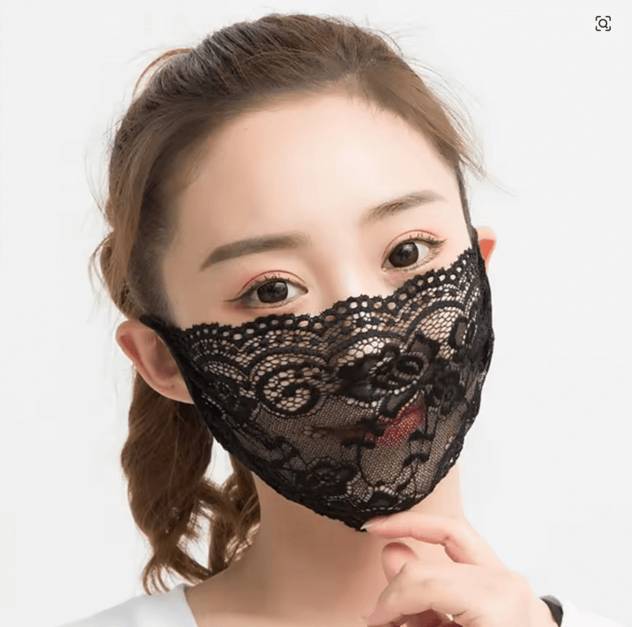 Маска ажурна мереживна ЧОРНА Мереживна тканина. Мод 2, фото 1