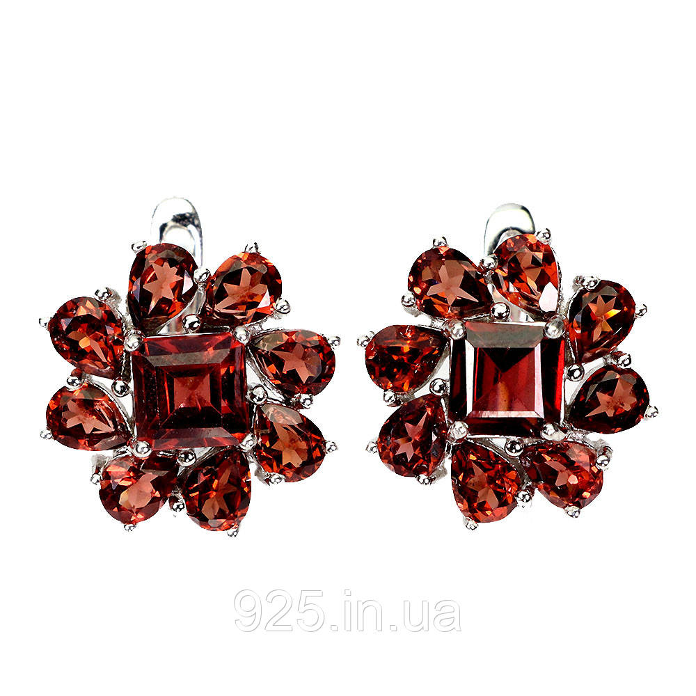 Сережки. Натуральний гранат. Срібло 925., фото 1