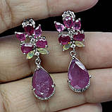 Сережки. Натуральний рубін і опал. Срібло 925., фото 3