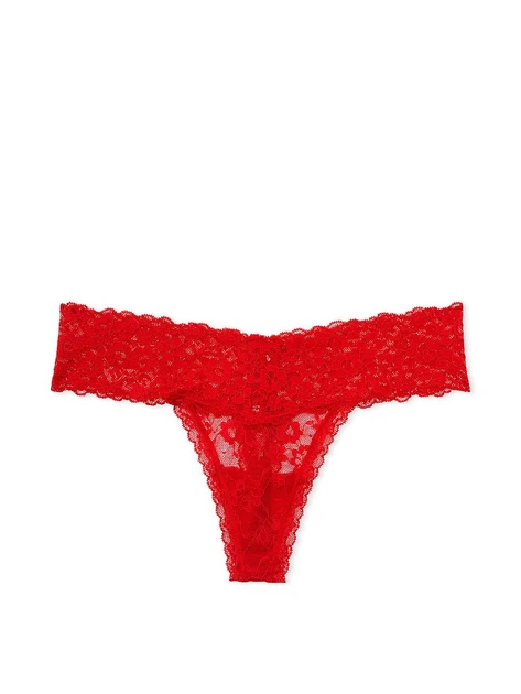 Трусики-Стрінги Victoria's Secret The Lacie Lace Thong Panty, Червоні, фото 1