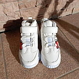 Кросівки дитячі високі блискавка + липучка, білі, фото 4