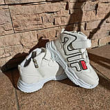 Кросівки дитячі високі блискавка + липучка, білі, фото 5