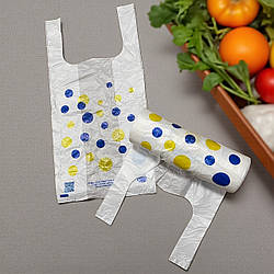 Пакети типу майка у рулоні з малюнком 22х44 см 200 шт