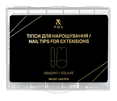 Тіпси для нарощування нігтів F.O.X Nail Tips for extensions Квадрат 240 шт.