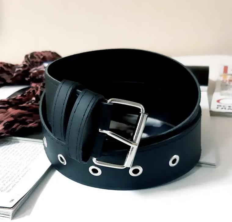 Чорний жіночий ремінь з екошкіри, довжина 109 см і ширина 3,7 см, фото 1