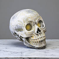 Світильник настільний декоративний "Череп", 18x13x12 см, гіпс, Бежевий (Прикраси для Хелловіну)