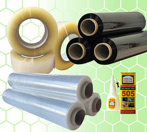 Скотч пакувальний, стрейч-плівка, клей