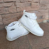 Кросівки дитячі THE BEST високі на липучці з LED підсвічуванням, колір білий, фото 5