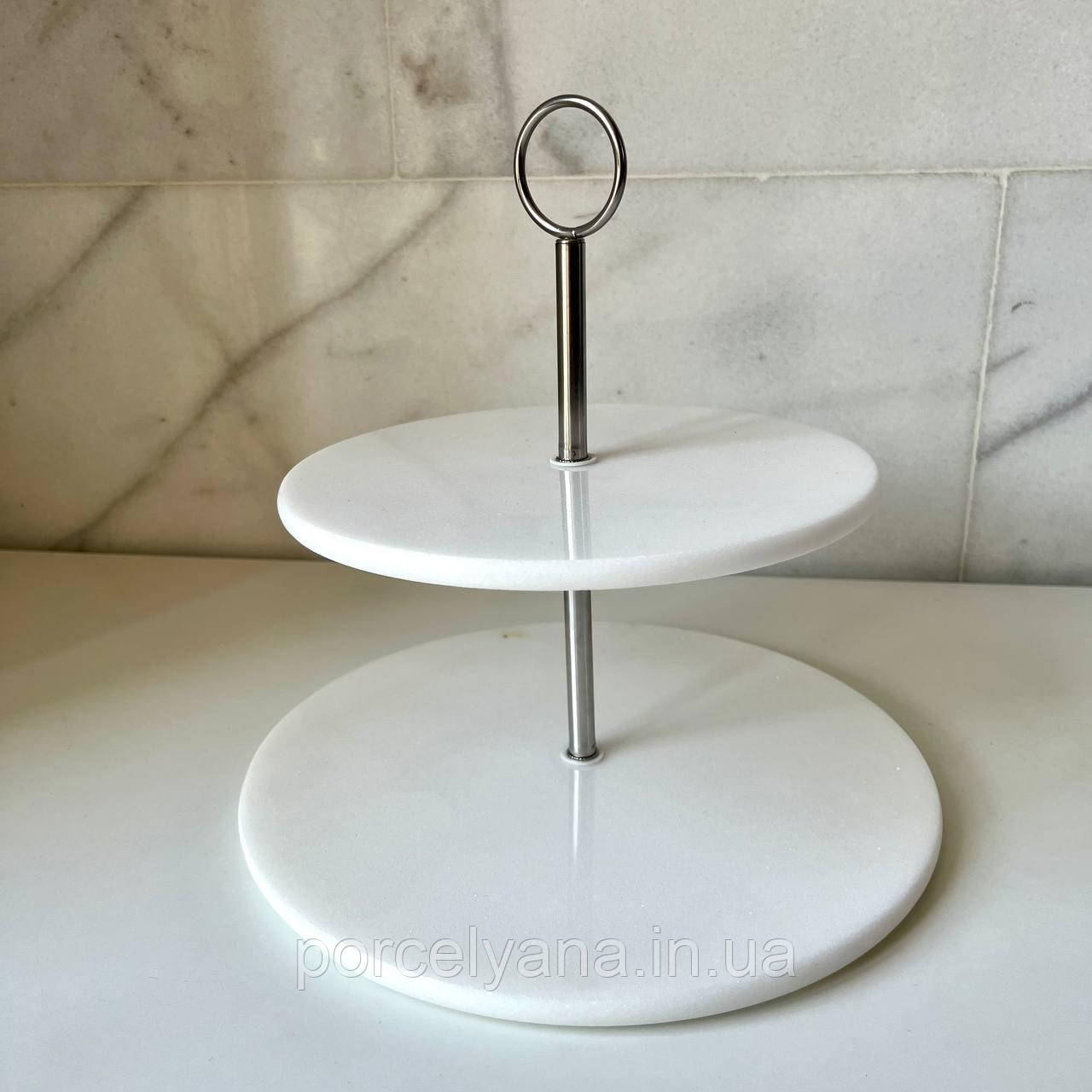 Блюдо мармурове двухярусне 20*25*25 см, фото 1