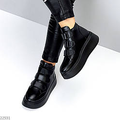 Шикарні спортивні черевики на липучках натуральна шкіра на платформі