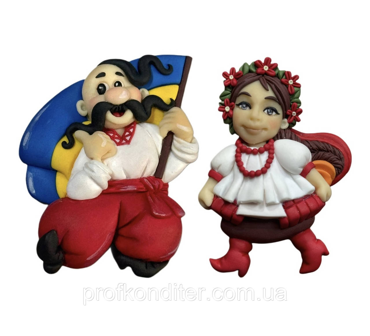 Набір силіконових молдів для шоколаду, зефіру та ін "КОЗАК та КОЗАЧКА в 2Д форматі", фото 1