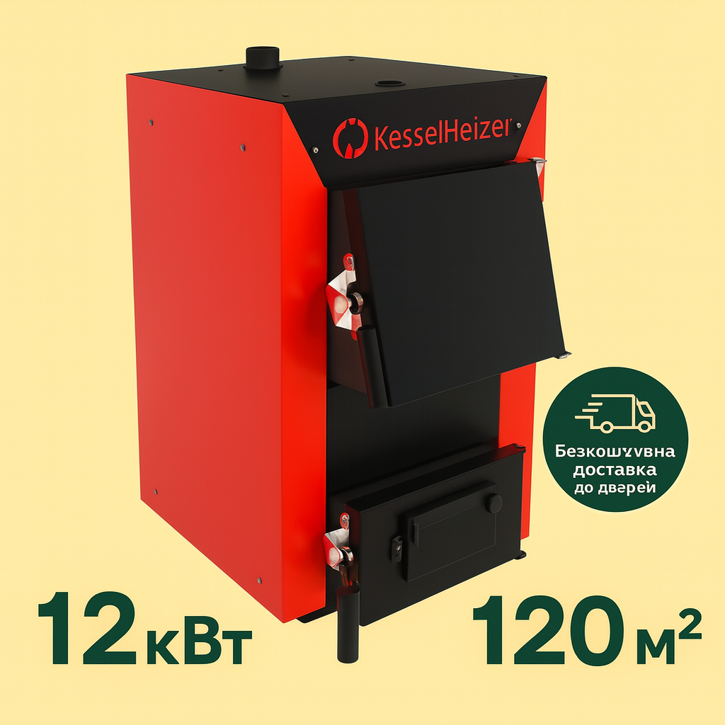 Твердопаливний котел KesselHeizer Classic 12 кВт — універсальний котел на дровах і вугіллі для приватного будинку, фото 1