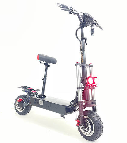 Двомоторний Електросамокат Tesla  з сидінням 6000 (6000W, 60V, 36Ah) Чорний  NFC kart NEW, фото 1