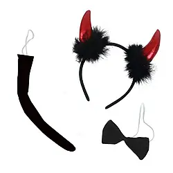Набір "Чортеня з пухом" (вушка, хвіст, метелик) – аксесуари для Хелловіна