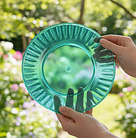 Одноразова склоподібна тарілка Ø 160 мм пластикова зелена 10 штук міцний полістирол для холодних і гарячих страв