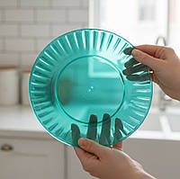 Пластикова тарілка склоподібна Ø 205 мм зелена 10 штук склопластиковий посуд для сервірування