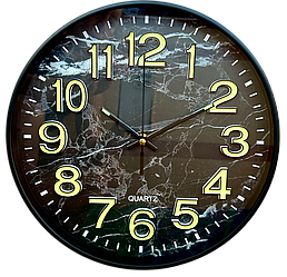 Фосфорний настінний годинник Безшумний (30 см) Світиться Ph-06-S чорний