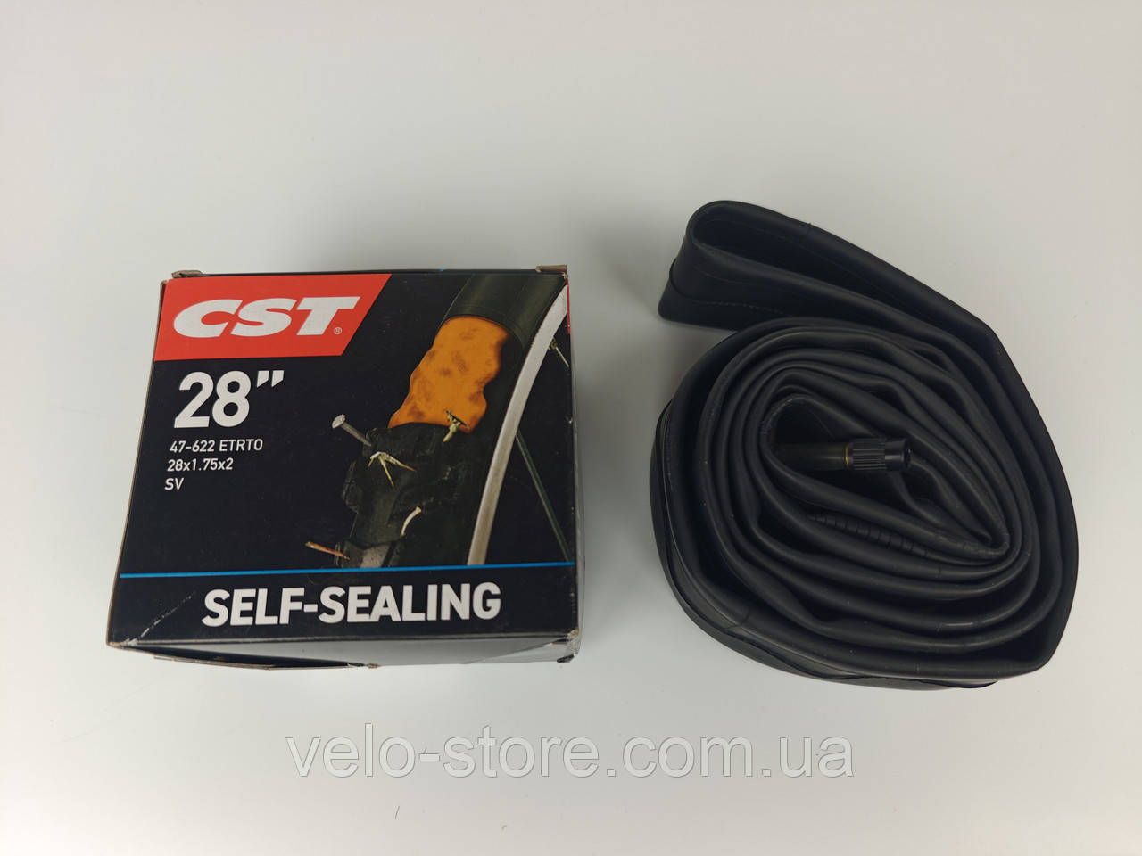 Велокамера 28х1.75 - 2.125 AV 48 CST Антипрокольна з гелем. Велосипедна камера 28 антипрокольна, фото 1