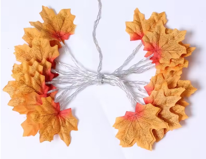 Світлодіодна гірлянда з жовтим кленовим листям на батарейках 3 м 20 led