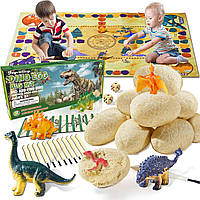 STEM набор археолога для раскопок "Яйца динозавров" с 12 фигурками, игровым полем и инструментами для детей