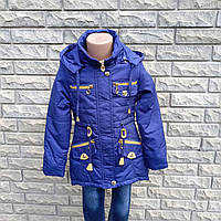 Куртка дитяча синя із золотистими блискавками