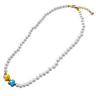 Намисто з перлинками та серденьками у національних кольорах 🇺🇦, 40 см