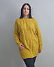 Туніка, светр подовжений жіночий жовтий (гірчичний відтінок). One Size, фото 2