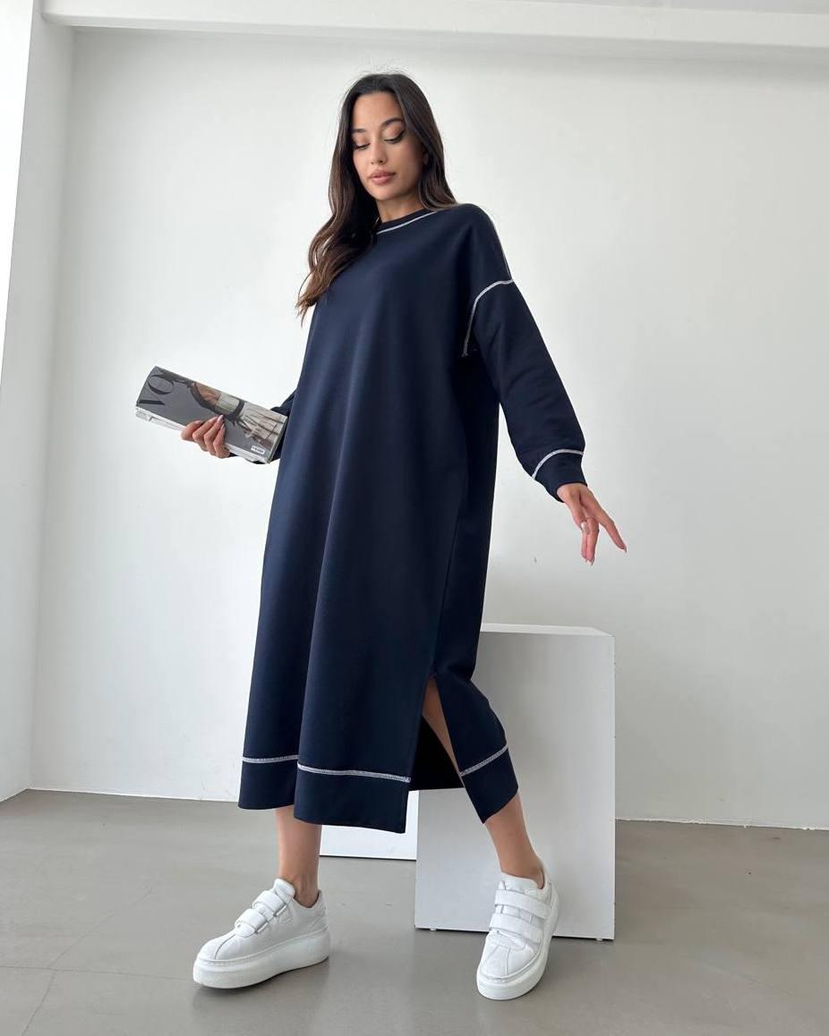 Сукня Oversize довга жіноча темно-синя. One Size, фото 1