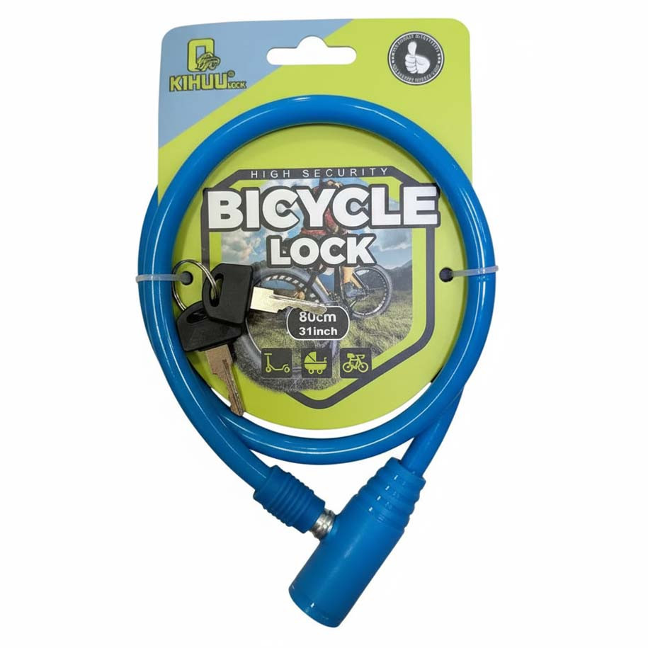 Велозамок тросовий KIHUU LOCK 8121, 10 мм × 80 см, 2 ключі — надійний захист велосипеда