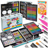 Набір для малювання в алюмінієвій валізці 145 предметів блакитний