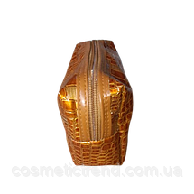Косметичка жіноча з дзеркалом для сумки 18*9*5,5 см (бронзово-перламутр із малюнком) 512041, фото 4