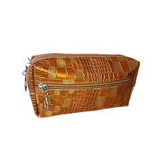 Косметичка жіноча з дзеркалом для сумки 18*9*5,5 см (бронзово-перламутр із малюнком) 512041