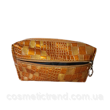 Косметичка жіноча з дзеркалом для сумки 18*9*5,5 см (бронзово-перламутр із малюнком) 512041, фото 3