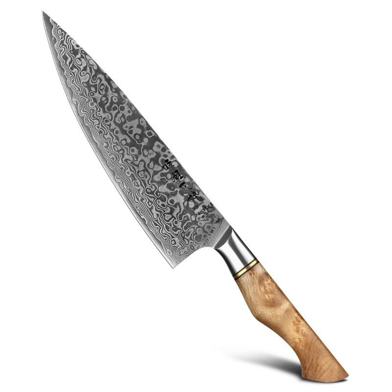 Кухонний Шеф Ніж із Дамаської Сталі HEZHEN 21 см 