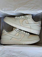 Бежеві шкіряні жіночі кросівки NIKE DUNK LOW WMNS ‘LACE PACK - REGAL BEIGE’ - Найк Данк демісезонні