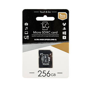 Карта пам'яті microSD / SDXC (UHS-I U3) T&G (Touch&Go) 256GB з адаптером