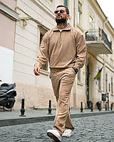 Чоловічий спортивний костюм бежевий Background ДЛ6443