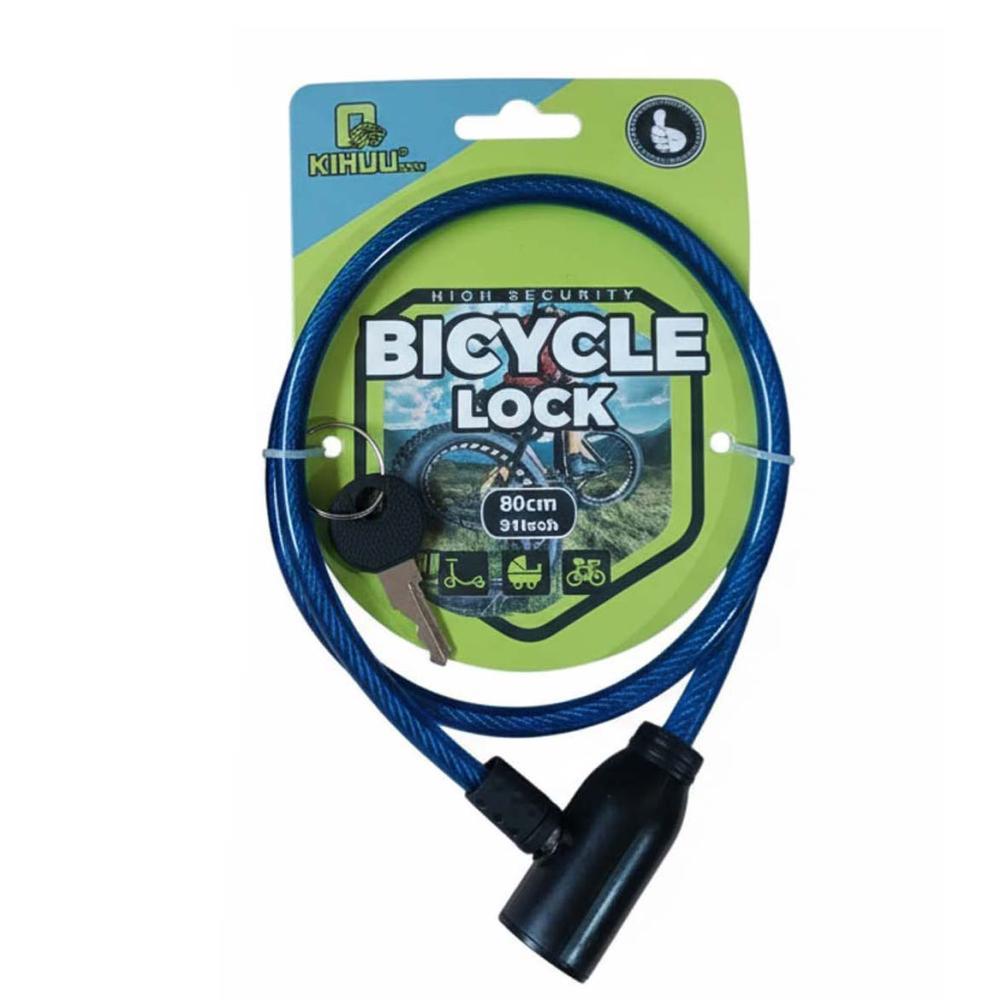 Замок велосипедний KIHUU LOCK 801, 8*80 тросовий, 2 ключі