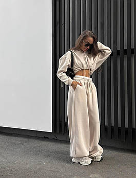 Костюм жіночий спортивний з двонитки з широкими штанами (Норма)