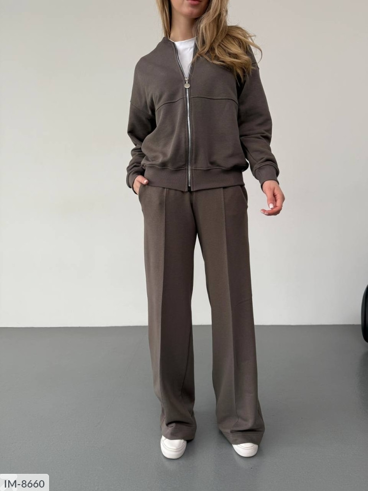 Костюм спортивний прогулянковий жіночий гарний модний натуральний якісний петля бомбер і штани