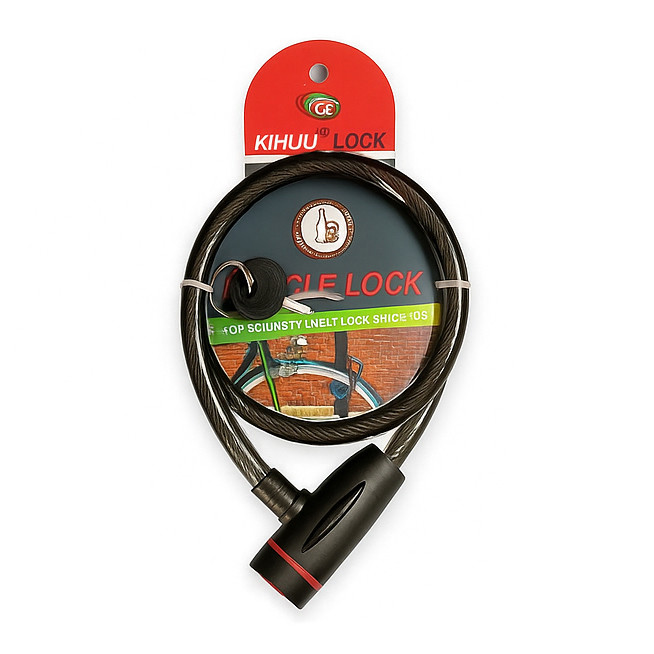 Замок велосипедний KIHUU LOCK 187, 15*80 тросовий, 2 ключі