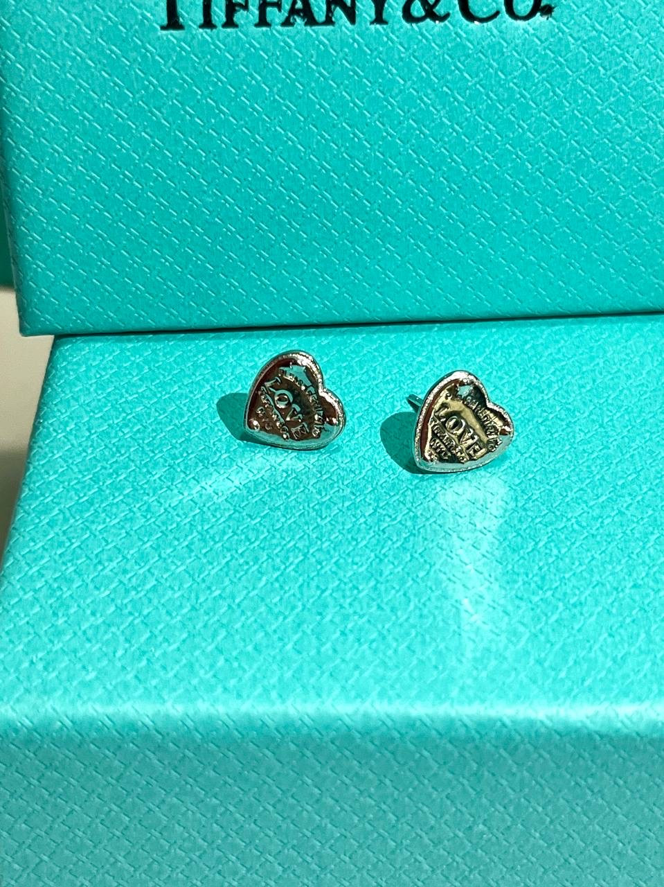 Сережки  сердечки  Тіффані Срібло 925  Гравірування  Tiffany, фото 1