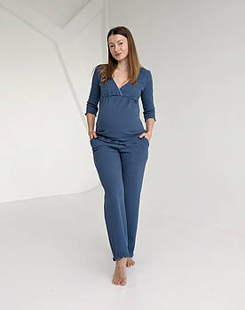 Піжама для вагітних зі штанами WAFFLE (джинсовий)