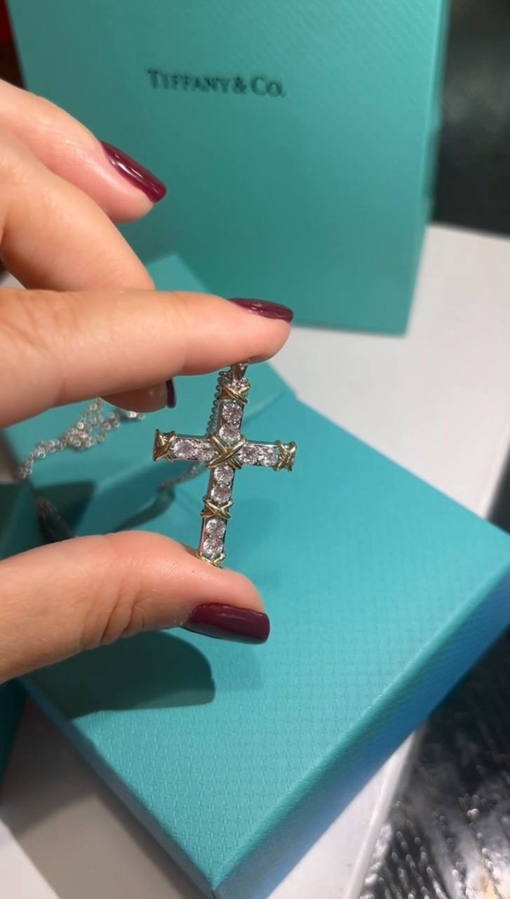 Хрестик Тіффані покриття Срібло 925 Гравірування Tiffany, фото 1