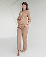 Піжама для вагітних зі штанами WAFFLE (капучино), фото 3