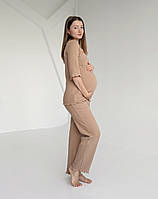 Піжама для вагітних зі штанами WAFFLE (капучино), фото 2