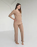 Піжама для вагітних зі штанами WAFFLE (капучино), фото 4
