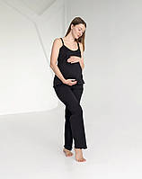 Піжама для вагітних і годуючих мам зі штанами (чорний), фото 6